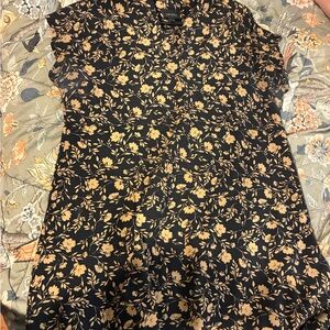J. Jill Black Dress with Gold Floral Design